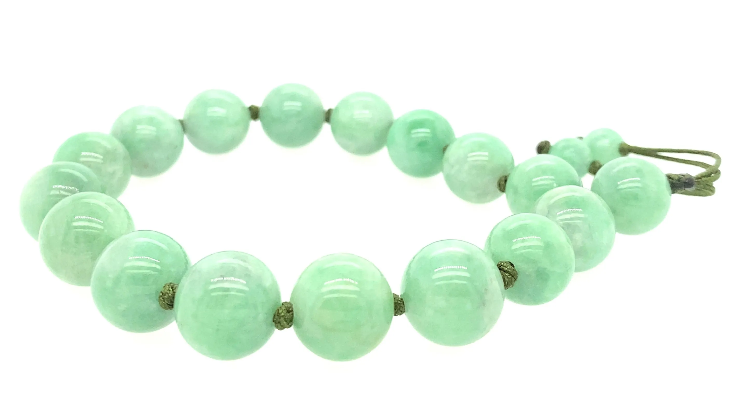 Burmese Apple Green Jadeite Mala Men's Silk Bracelet