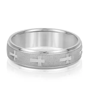 Men's Cross Pattern Wedding Band